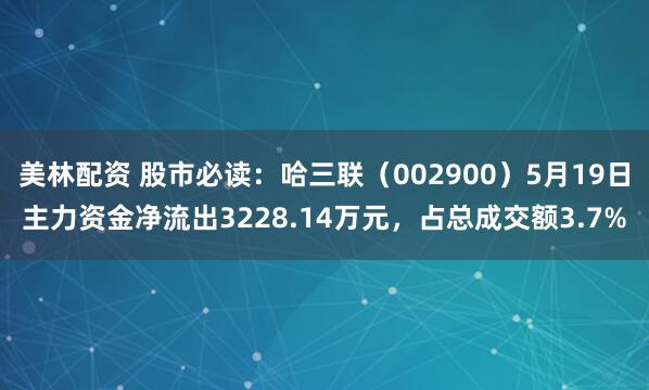 美林配资 股市必读：哈三联（002900）5月19日主力资金净流出3228.14万元，占总成交额3.7%