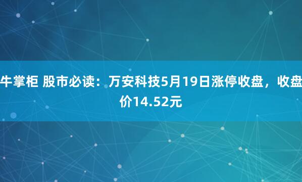牛掌柜 股市必读：万安科技5月19日涨停收盘，收盘价14.52元